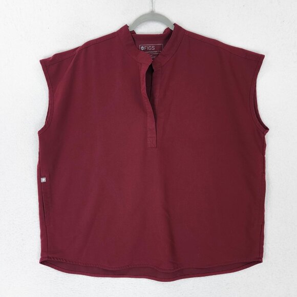 Figs Shirt Womens XL Burgundy Rafaela Oversized Scrub Top Technical Collection - Picture 1 of 11